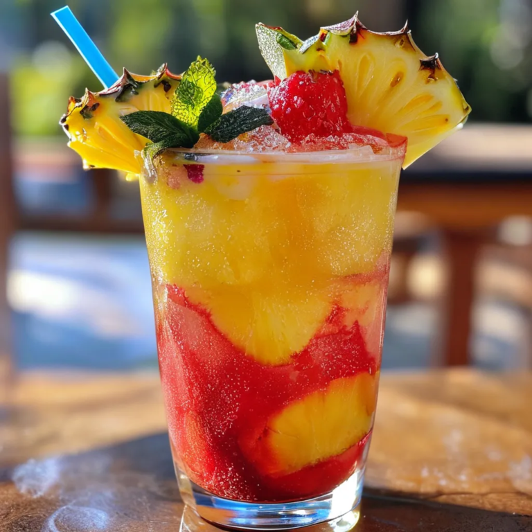 Pineapple Strawberry Swirled Slushies